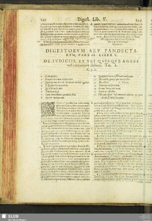 Digestorum seu pandectarum, pars II. lib. V. de iudiciis, et ubi quisque agere vel conveniri debeat