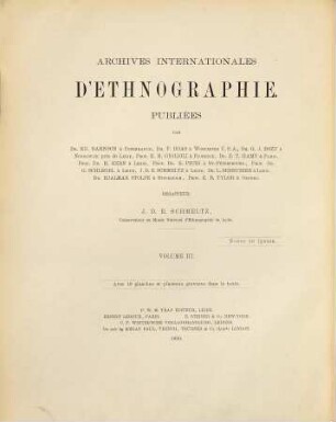 Internationales Archiv für Ethnographie : = Archives internationales d'éthnographie. 3. 1890