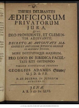 Theses Delibantes Aedificiorum Privatorum Iura