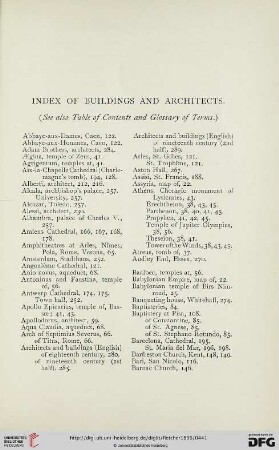 Index of buildings and architects