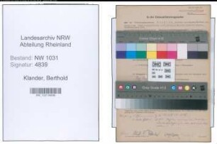 Entnazifizierung Berthold Klander , geb. 00.00.0000 (Reg.Sekretaer)