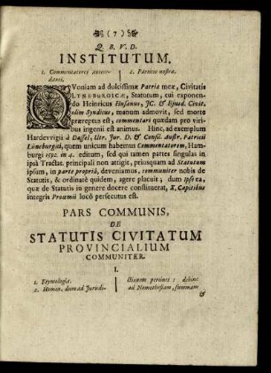 Pars Communis, De Statutis Civitatum Provincialium Communiter.