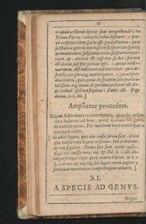 XI. A Specie Ad Genus. - XIII. A Regulis.
