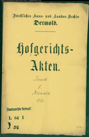 Isaak, Hertz zu Heidenoldendorf gegen Niewald zu Heidenbentrup und Kons. - Schuldforderung