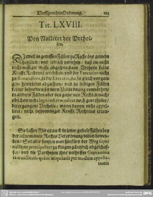 Tit. LXVIII. Von Nullitet der Urtheilen