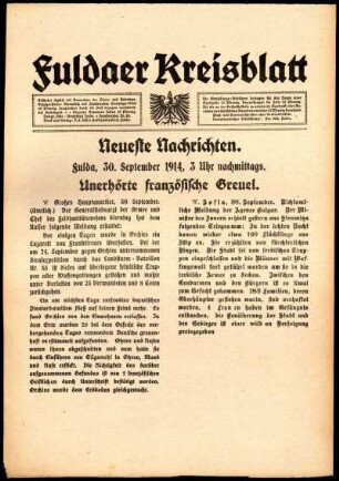 Ausgabe vom Mittwoch, den 30. September 1914.