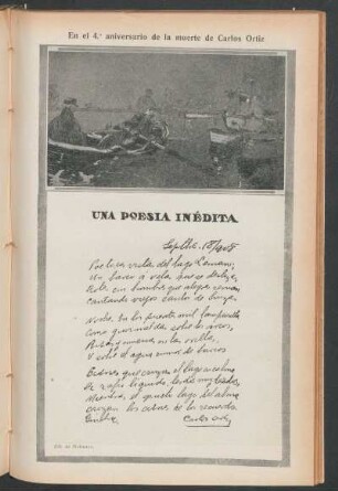 Una poesía inédita : En el 4° aniversario de la muerte de Carlos Ortíz