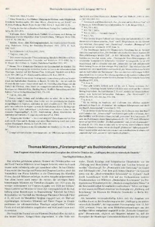 415 - 424 Thomas Müntzers "Fürstenpredigt" als Buchbindermaterial