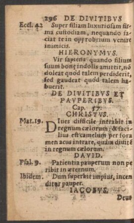 De Divitibus Et Pauperibus. Cap. 57.