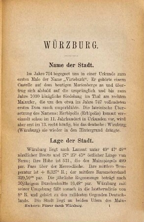 Neuer Führer durch die Kreishauptstadt Würzburg und ihre Umgebungen