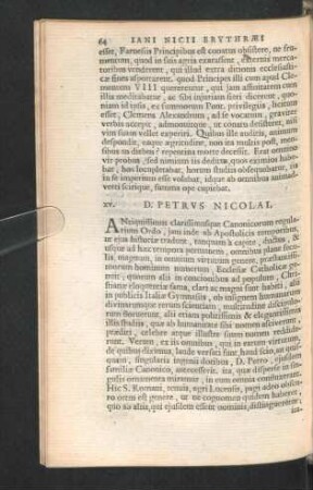 XV. D. Petrus Nicolai.
