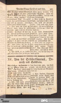 XV. Von der Selbsterkänntniß, Demuth und Selbstliebe.