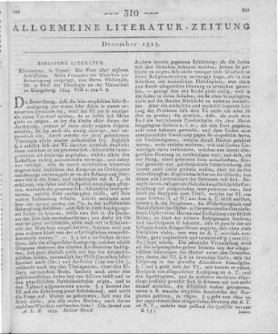 Olshausen, H.: Ein Wort über tiefern Schriftsinn. Allen Freunden der Wahrheit zur Beherzigung vorgelegt. Königsberg: Unzer 1824