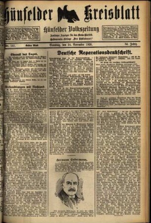 Erste Ausgabe vom Samstag, den 24. November 1928.