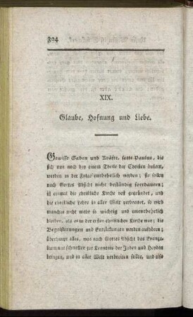 XIX. Glaube, Hofnung und Liebe.
