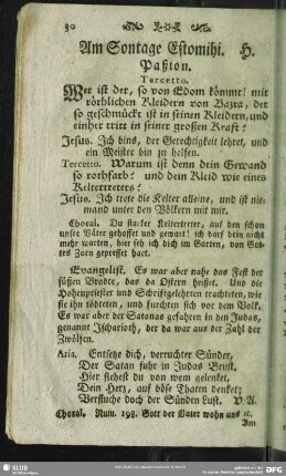 Am Sontage Estomihi. H. Paßion