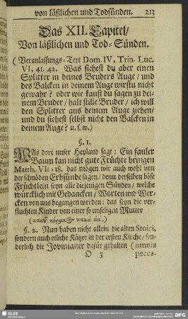 Das XII. Capitel, Von läßlichen und Tod-Sünden