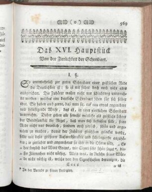 Das XVI. Hauptstück Von der Zierlichkeit der Schreibart.