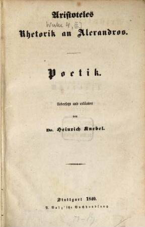 Werke, 4,[2.] Poetik. - 1840