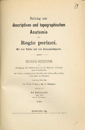 Beitrag zur descriptiven und topographischen Anatomie der Regio perinei