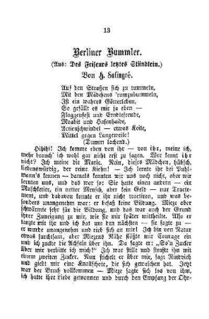 Berliner Bummler (Aus: Des Friseurs letztes Stündlein), von H. Salingré