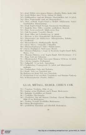 Glas, Metall, Silber, Uhren usw. (Nr.338-353)