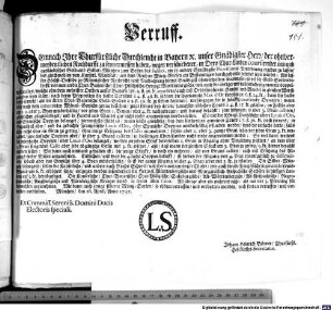 Verruff. Demnach Ihre Churfürstliche Durchleucht in Bayern [et]c. unser Gnädigster Herr, der ohnvermeydentlichen Nothdurfft zu seyn ermessen haben, wegen verschiedener, in Dero Chur-Landen coursirender inn- und ausländischer Gold- und Silber-Müntzen ... : München, den 26. April, Anno 1747.