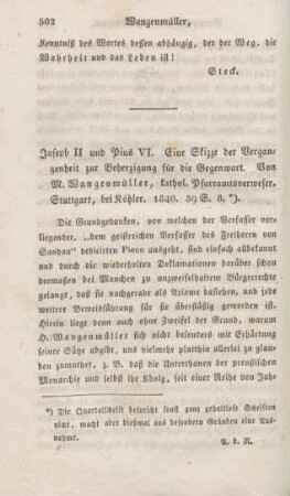 502-506 [Rezension] Wangenmüller, Maximilian, Joseph II. und Pius VI.