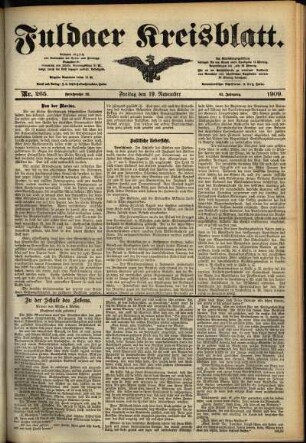 Ausgabe vom Freitag, den 19. November 1909.