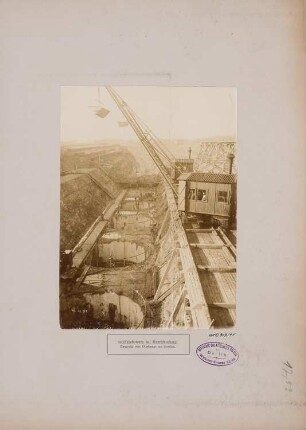 Dortmund-Ems-Kanal. Schiffshebewerk, Henrichenburg: Baugrube, vom Oberhaupt gesehen