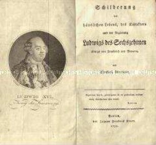Buch über die Lebensabläufe Ludwigs des XVI.