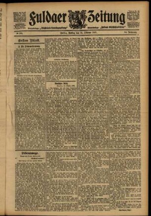 Erste Ausgabe vom Freitag, den 11. Oktober 1907.