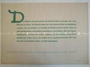 Maueranschlag mit Zitat einer Mitteilung der Alliierten auf der Potsdamer Konferenz; über die Behandlung des deutschen Volkes