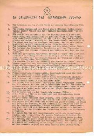 Hektografiertes Rundschreiben des neonazistischen Bundes Heimattreuer Jugend (BHJ) mit dem Grundsatzprogramm und Werbung für die Kampfschrift "Trommler"
