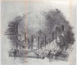 Gsaenger, Gustav; Kassel (Hessen); Kreuzkirche, Wiederaufbau - Kircheninnenraum (Perspektive)