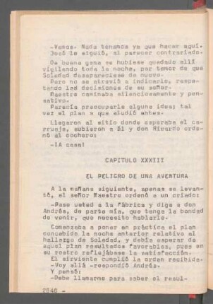 Capítulo XXXIII - El peligro de una aventura