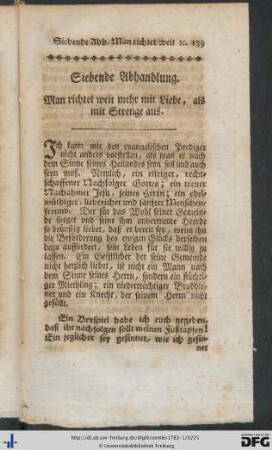 Siebende Abhandlung. Man richtet weit mehr mit Liebe, als mit Strenge aus.