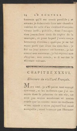 Chapitre XXXVI. Discours du vieillard Francais