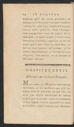 Chapitre XXXVI. Discours du vieillard Francais