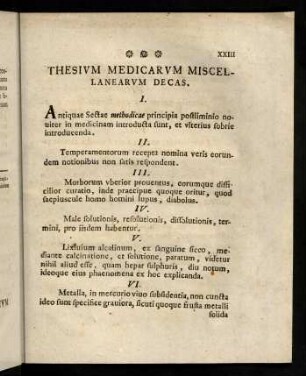 XXIII-XXIV, Thesium Medicarum Miscelanearum Decas.