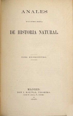 Anales de la Sociedad Española de Historia Natural. 17. 1888