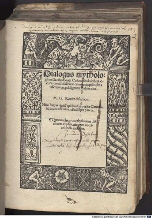 Dialogus mythologicus Bartholomaei Coloniensis dulcibus iocis refertus