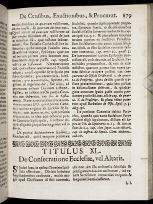 Titulus XL. De Consecratione Ecclesiæ, vel Altaris. - Titulus L. Ne Clerici vel Monachi sæcularibus negotiis se immisceant.