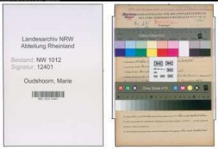 Entnazifizierung Marie Oudshoorn , geb. 18.03.1907 (Friseuse)
