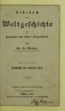 Theil 3: Geschichte der neueren Zeit