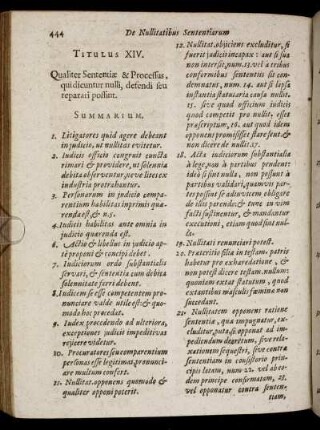Titulus XIV. Qualiter Sententiæ & Processus, qui dicuntur nulli, defendi seu reparari possint.