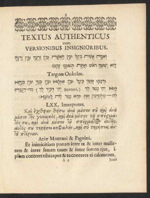 Textus Authenticus cum Versionibus Insignioribus.