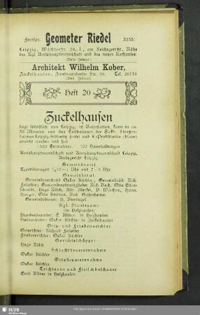 Heft 20. Zuckelhausen, Holzhausen, Wachau