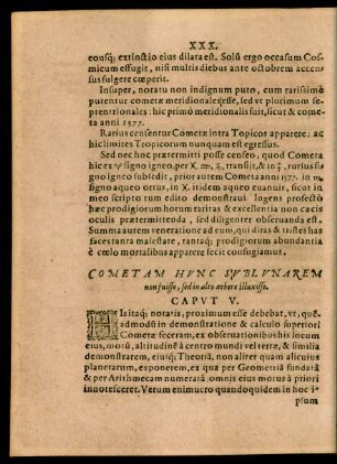 Cometam Hunc Sublunarem non fuisse, sed in alto aethere illuxisse. Caput V.