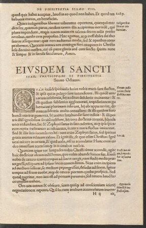 Eiusdem Sancti Ioan. Chrysostomi De Poenitentia Sermo Octavus.